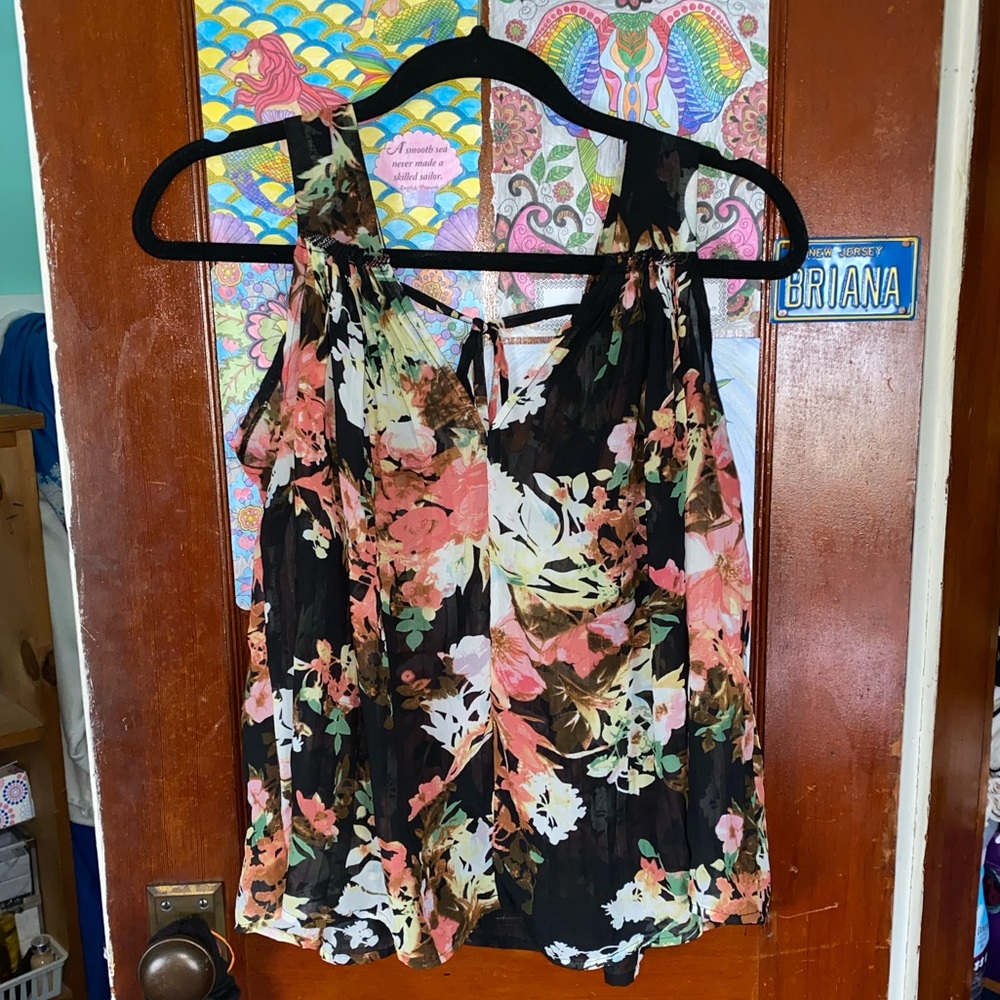 Forever 21 Sheer Floral Tank Top